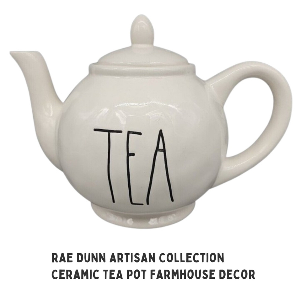 Rae Dunn ARTISAN Collection White Ceramic TEA Pot Farmhouse Decor Nwt